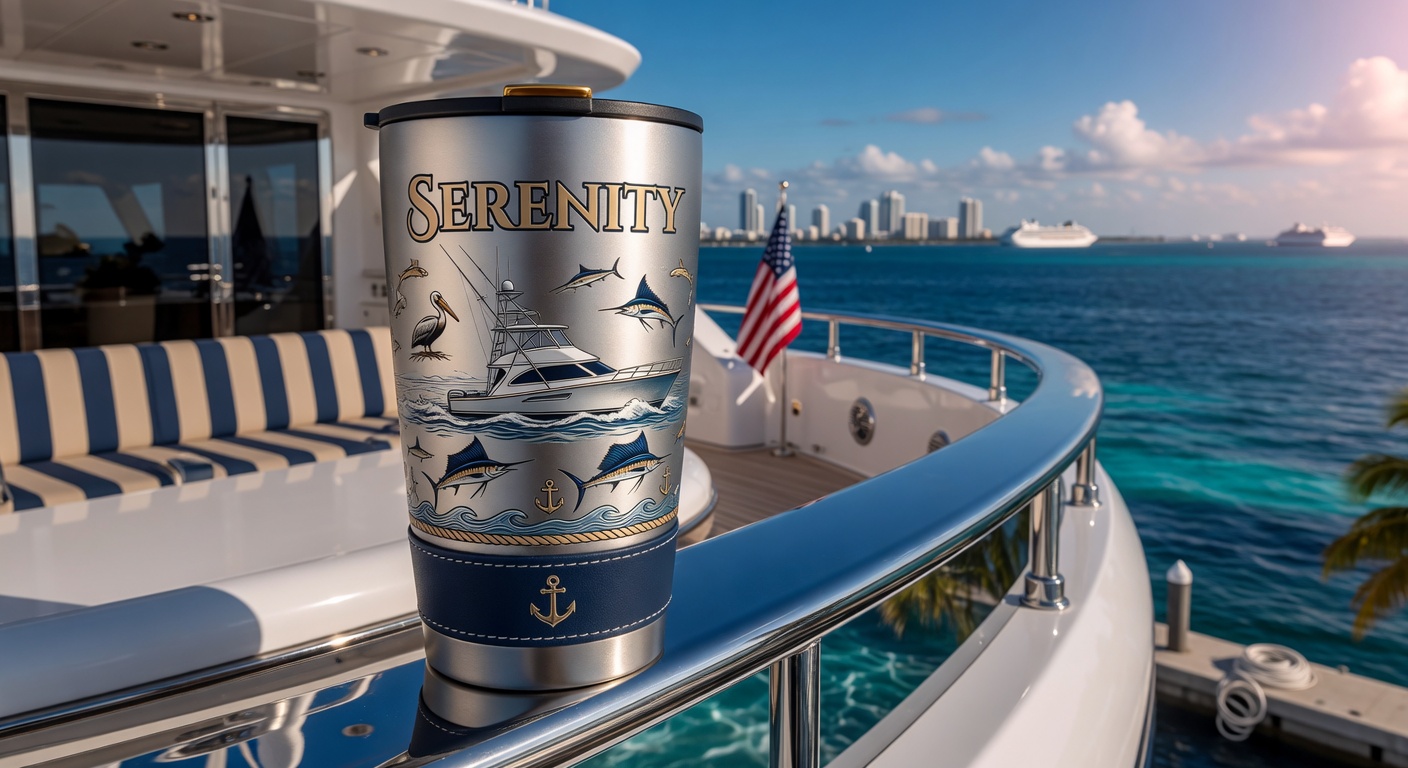Laser engraved drinkware and tumblers for yacht guests