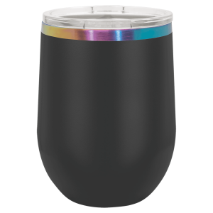 Polar Camel 12 oz Black/Prism ION-Plated Stemless Wine Tumbler