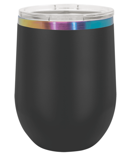 Polar Camel 12 oz Black/Prism ION-Plated Stemless Wine Tumbler